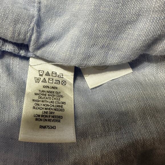 Sigrid Olsen 100% Linen Button Up Tunic Top Size 1X Blue Lagenlook Roll Tab - Picture 5 of 5